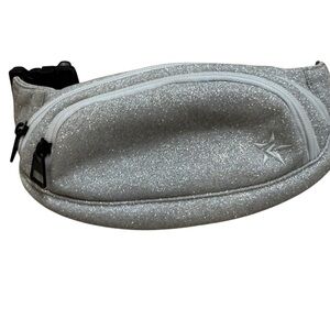Rebel Fanny Pack Silver Sparkle Double Zip EUC